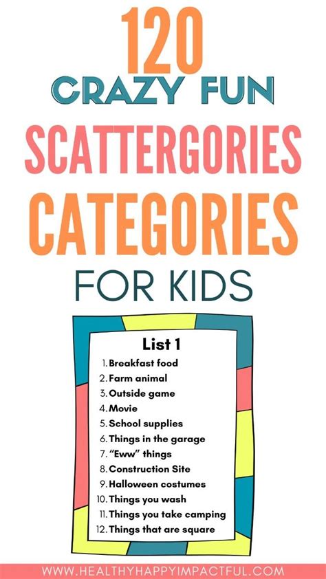 120 Fun Scattergories Categories For Kids (+FREE Lists Printable).